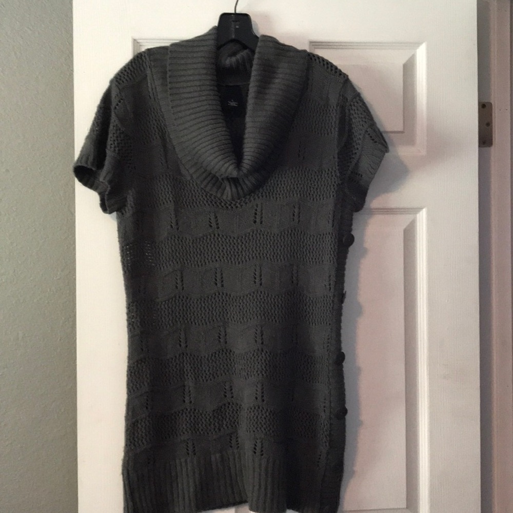 Cowl neck knit tunic sweater